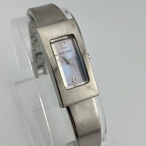 Nine West Watch Women 17mm Case Silver 6.75" Band Blue Dial- New Battery